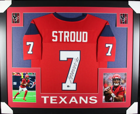 C.J. Stroud Autographed And Framed Red Houston Texans Jersey