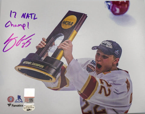 Logan O'Connor Signed 8x10 Denver University Photo "17 NATL Champ!" LSM COA
