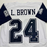 Autographed/Signed Larry Brown Super Bowl XXX MVP Dallas White CR Jersey JSA COA
