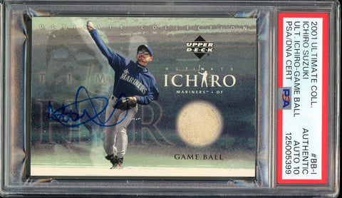 2001 UD Ultimate Collection Game Ball #BB-I Ichiro Suzuki RC PSA/DNA 10 Auto