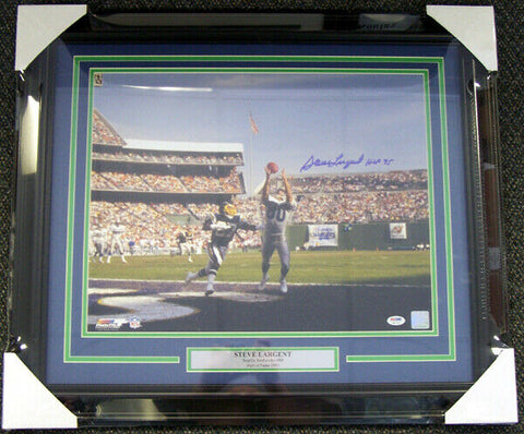 STEVE LARGENT AUTOGRAPHED FRAMED 16X20 PHOTO SEAHAWKS "HOF 95" PSA/DNA 80881