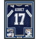 Framed Autographed/Signed Brandon Aubrey 35x39 Dallas Blue Jersey Beckett COA