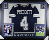 Dak Prescott Autographed Pro Style Sz XL Blue Framed Jersey 35x43 Beckett 57308