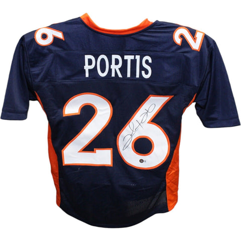 Clinton Portis Autographed/Signed Pro Style Jersey Blue Beckett 42559
