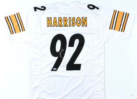 James Harrison Autographed White Pro Style Jersey - Beckett W Hologram *Silver
