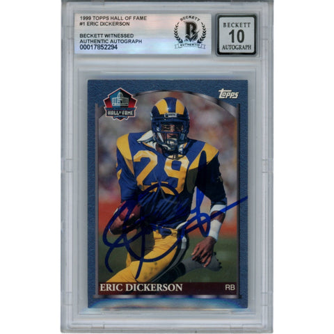 Eric Dickerson Autographed 99 Topps Slabbed Trading Card Beckett 50659
