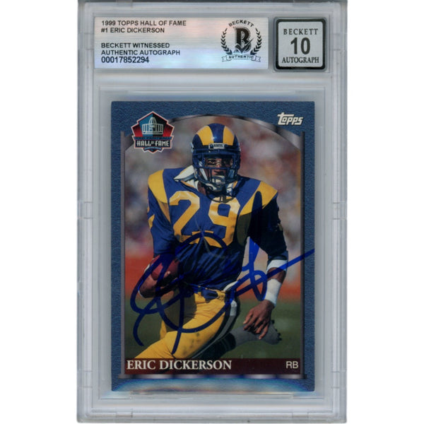 Eric Dickerson Autographed 99 Topps Slabbed Trading Card Beckett 50659