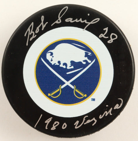Bob Sauve Signed Sabres Hockey Puck (Beckett) Buffalo Goalie 1977 - 1985
