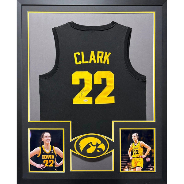 Caitlin Clark Autographed Signed Framed Iowa Hawkeyes Black Jersey PSA/DNA
