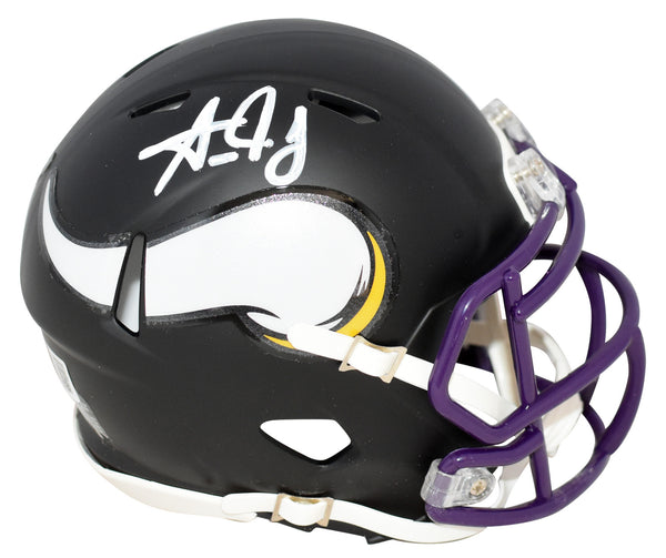 AARON JONES SIGNED MINNESOTA VIKINGS FLAT BLACK SPEED MINI HELMET BECKETT
