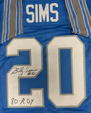 BILLY SIMS - Detroit Lions - Signed Custom Replica Blue Jersey AUTO - BAS