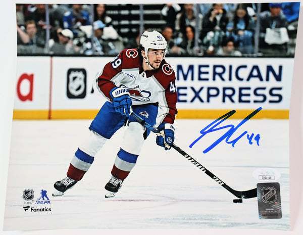 Samuel Girard Avalanche Autographed Action 8x10 Photo White Uniform JSA COA