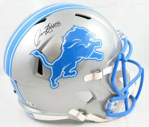 Isaac TeSlaa Autographed Detroit Lions F/S Speed Helmet - Beckett W Hologram