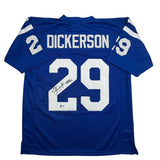 Autographed/Signed Eric Dickerson Indianapolis Blue Jersey Beckett BAS COA