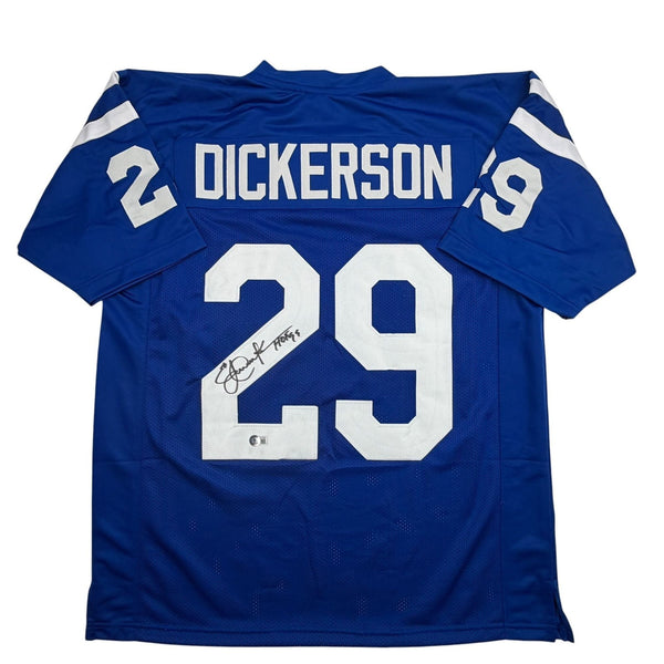 Autographed/Signed Eric Dickerson Indianapolis Blue Jersey Beckett BAS COA