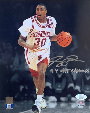 Scotty Thurman Autographed Arkansas 1994 Signed Basketball 16x20 Photo JSA COA