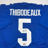 Autographed/Signed Kayvon Thibodeaux New York Blue Football Jersey JSA COA