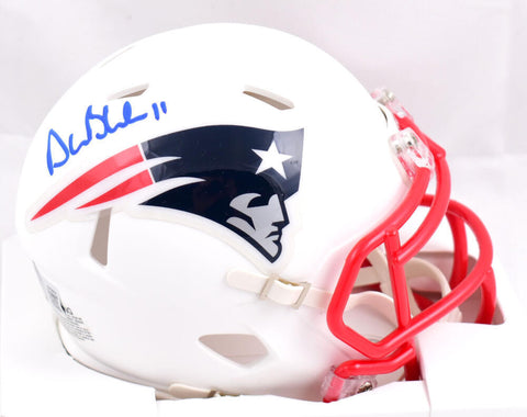 Drew Bledsoe Autographed Patriots Flat White Speed Mini Helmet - Beckett W Holo