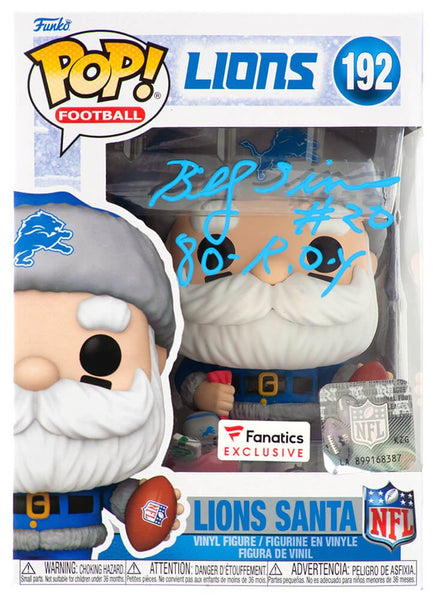 Billy Sims Signed Lions SANTA Funko Pop Doll #192 w/80 ROY - (SCHWARTZ COA)