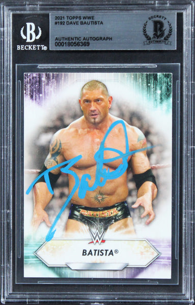 Dave Bautista Authentic Signed 2021 Topps WWE #192 Card Autographed BAS Slabbed