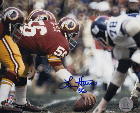 Len Hauss Signed Washington Snapping Football Action 8x10 Photo - (SCHWARTZ COA)
