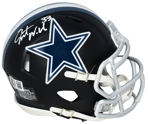 JAVONTE WILLIAMS SIGNED DALLAS COWBOYS FLAT BLACK SPEED MINI HELMET BECKETT