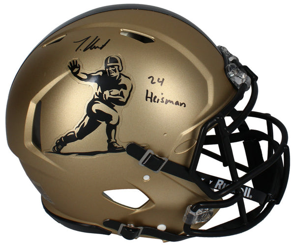 Travis Hunter Autographed "24 Heisman" Gold Logo Authentic Speed Helmet Fanatics