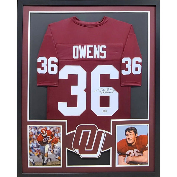 Steve Owens Autographed Signed Framed Oklahoma Jersey BECKETT