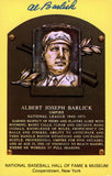 Al Barlick Authentic Signed 3.5x5.5 HOF Plaque Postcard JSA #S85226
