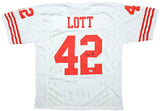 SAN FRANCISCO 49ERS RONNIE LOTT AUTOGRAPHED WHITE JERSEY BECKETT WITNESS 214998