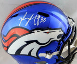 Phillip Lindsay Autographed Denver Broncos F/S Chrome Helmet- JSA W Auth *White