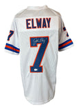 John Elway Denver Signed White Football Jersey BAS