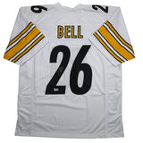 Autographed/Signed Le'Veon LeVeon Bell Pittsburgh White Jersey Beckett BAS COA
