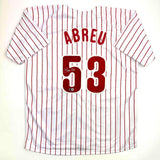 Autographed/Signed Bobby Abreu Philadelphia Pinstripe Jersey Beckett COA