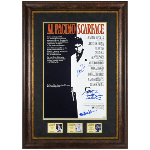 Al Pacino, Michelle Pfeiffer Bauer Autographed 1983 Scarface 16x24 Framed Poster