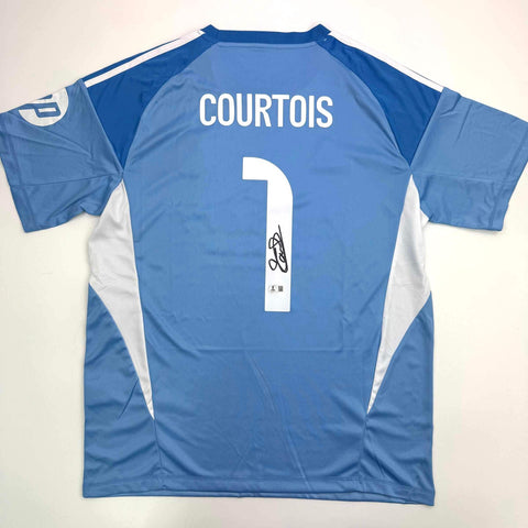 Autographed/Signed Thibaut Courtois Real Madrid Blue Jersey Beckett BAS COA