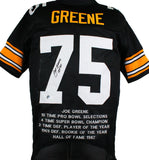 Joe Greene Autographed Black Pro Style STAT Jersey w/ HOF-Beckett W Hologram