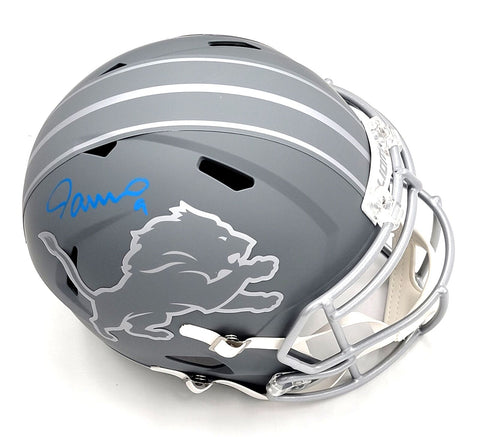 Jameson Williams Signed Detroit Lions Slate Replica Helmet Beckett Witnessed