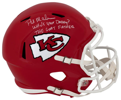 Pat (Patrick) Mahomes Sr Signed Chiefs Riddell F/S Rep Helmet w/2-Insc -(SS COA)