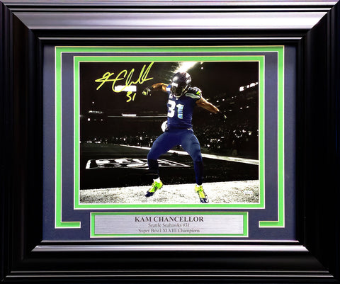 KAM CHANCELLOR AUTOGRAPHED FRAMED 8X10 PHOTO SEATTLE SEAHAWKS MCS HOLO 223772