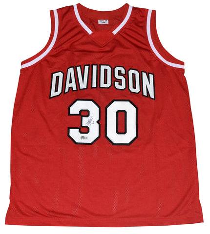 STEPHEN CURRY SIGNED DAVIDSON WILDCATS #30 RED BASKETBALL JERSEY BECKETT