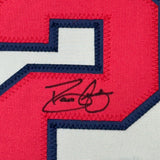 Framed Autographed/Signed David Justice 35x39 Atlanta Grey Jersey JSA COA