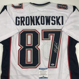 Autographed/Signed ROB GRONKOWSKI New England White Football Jersey Beckett COA