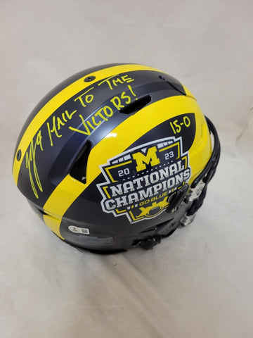 JJ MCCARTHY SIGNED MICHIGAN WOLVERINES NC LOGO SPEEDFLEX HELMET W/ 2 INS LE/9