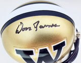 DON JAMES AUTOGRAPHED SIGNED WASHINGTON HUSKIES MINI HELMET MCS HOLO STOCK #1014