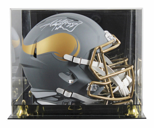 Vikings Adrian Peterson Signed Slate Full Size Speed Rep Helmet W/ Case BAS Wit