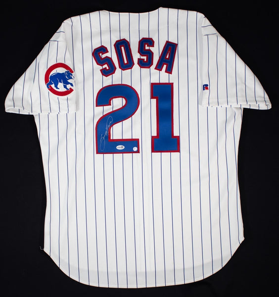 Sammy Sosa Signed Russell Athletic Chicago Cubs Diamond Collction Jersey JSA COA