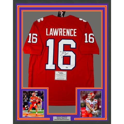 Framed Autographed Trevor Lawrence 33x42 Authentic Nike Jersey Fanatics COA