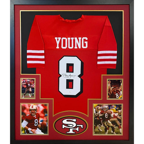 Steve Young Autographed Signed Framed Red San Francisco 49ers Jersey JSA