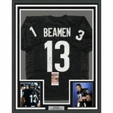 FRAMED Autographed/Signed JAMIE FOXX Willie Beamen 33x42 Black Jersey JSA COA
